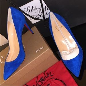 BRAND NEW * 7.5 * LOUBOUTIN BLUE SUEDE STILLETOS